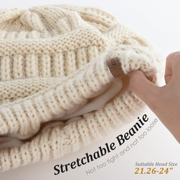 Winter Hats for Women Fleece Lined Knit Beanie Hats Slouchy Warm Beanies Ski Sku - Picture 3 of 6